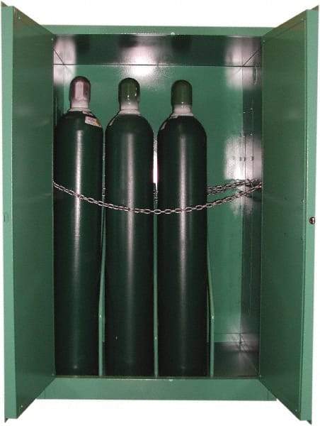 Securall Cabinets - 1 Door, Green Steel Standard Safety Cabinet for Flammable and Combustible Liquids - 65" High x 43" Wide x 34" Deep, Manual Closing Door, 3 Point Key Lock, H Cylinder Capacity - Caliber Tooling