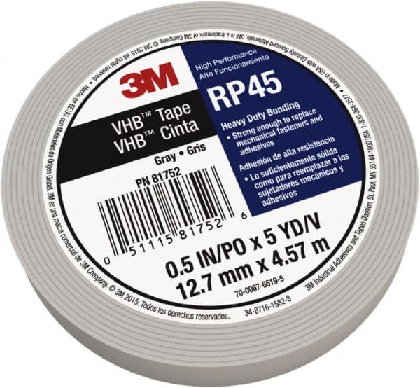 3M - 3/4" x 5 Yd Acrylic Adhesive Double Sided Tape - 0.04" Thick, Polyethylene Foam Liner, Series RP45 - Caliber Tooling