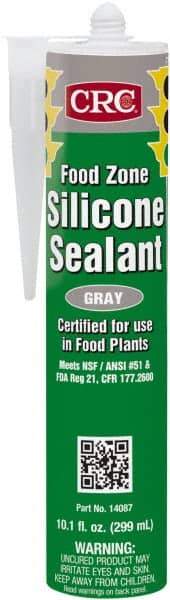 CRC - 10.1 oz Cartridge Gray Hydroxy-Terminated Polydimethylsiloxane/Silica Food Grade Silicone Sealant - -70 to 400°F Operating Temp, 60 min Tack Free Dry Time, 24 hr Full Cure Time - Caliber Tooling