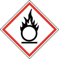 NMC - Hazardous Materials Label, Header: Oxidizer Warning - Legend: GHS - Graphic, English, Black & Red, 4" Long x 4" High, No Coating - Caliber Tooling