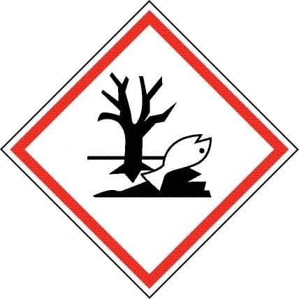 NMC - Hazardous Materials Label, Header: Dangerous for Environment Warning - Legend: GHS - Graphic, English, Black & Red, 4" Long x 4" High, No Coating - Caliber Tooling