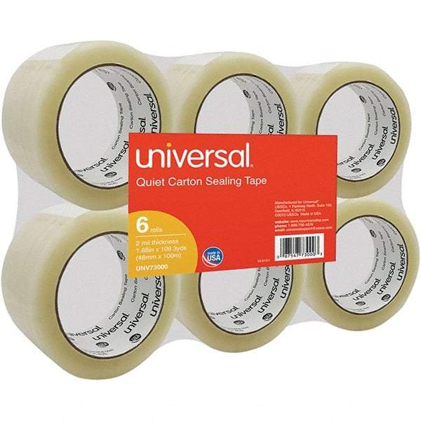 UNIVERSAL - 48mm Wide x 2mm Thick x 100m Long, 73000 Box Sealing & Label Protection Tape - Clear - Caliber Tooling