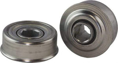 USDI - 1 Row, 3.19" OD, 11/16" Hex Single Seal Conveyor Roller Bearing - 425 Lb Capacity, 550 Max RPM, with Flange, Steel with Zinc Housing - Caliber Tooling