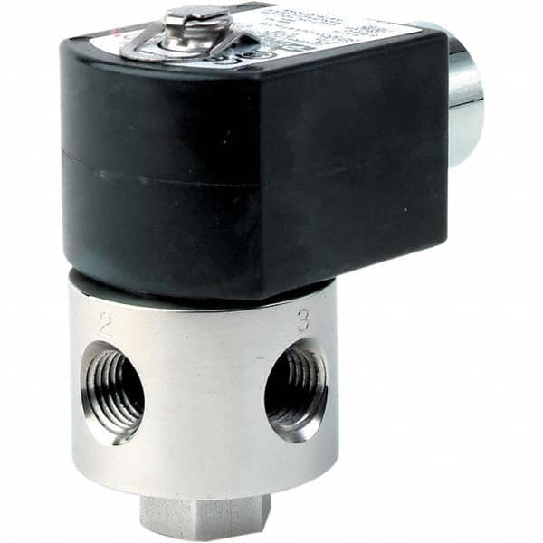 Parker - 120/60 - 110/50 VAC 1/8" NPT Port Brass Three-Way Direct Acting Solenoid Valve - Caliber Tooling