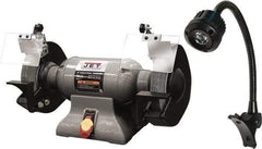 Jet - 8" Wheel Diam x 1" Wheel Width, 1 hp Grinder - 0.63" Arbor Hole Diam, 1 Phase, 3,450 Max RPM, 115 Volts - Caliber Tooling