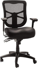 ALERA - 42-7/8" High Mid Back Chair - 25" Wide x 27-5/8" Deep, Leather Seat, Black - Caliber Tooling