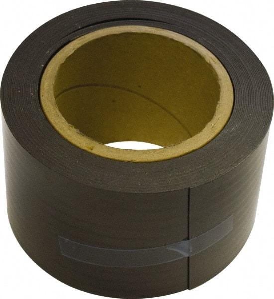 Mag-Mate - 25' Long x 3" Wide x 1/32" Thick Flexible Magnetic Strip - 24 Lb Max Pull Force, 12 Linear Ft/Lb Magnetic Pull Force, Plain Back, Dark Brown - Caliber Tooling