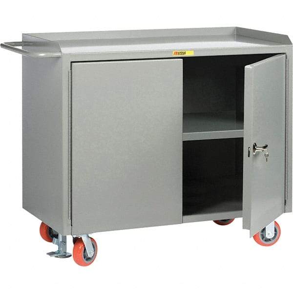 Little Giant - 3,600 Lb Capacity, 2 Door Mobile Service Bench - 41" Wide x 24" Deep x 43" High, Steel, Gray - Caliber Tooling