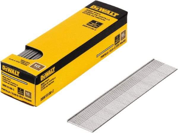 DeWALT - 18 Gauge 1" Long Brad Nails for Power Nailers - Steel, Bright Finish, Smooth Shank, Straight Stick Collation, Brad Head, Chisel Point - Caliber Tooling