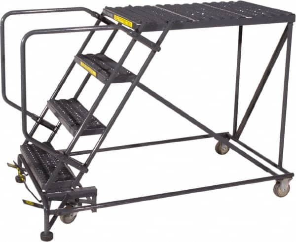 Ballymore - 40" 4 Step Single Entry Work Platform - Rolling Work Platform, 800 Lb Capacity, 40" Platform Height, 38" Base Width x 54" Base Depth, Heavy-Duty Serrated Grating - Caliber Tooling