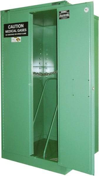 Securall Cabinets - 2 Door, Green Steel Standard Safety Cabinet for Flammable and Combustible Liquids - 46" High x 34" Wide x 34" Deep, Self Closing Door, 3 Point Key Lock, H Cylinder Capacity - Caliber Tooling