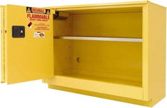 Securall Cabinets - 2 Door, 1 Shelf, Yellow Steel Under the Counter Safety Cabinet for Flammable and Combustible Liquids - 35-5/8" High x 47" Wide x 22" Deep, Sliding Door, 3 Point Key Lock, 36 Gal Capacity - Caliber Tooling