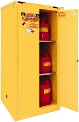 Securall Cabinets - 2 Door, 2 Shelf, Yellow Steel Standard Safety Cabinet for Flammable and Combustible Liquids - 67" High x 31" Wide x 31" Deep, Self Closing Door, 3 Point Key Lock, 60 Gal Capacity - Caliber Tooling