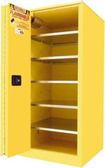 Securall Cabinets - 2 Door, 5 Shelf, Yellow Steel Standard Safety Cabinet for Flammable and Combustible Liquids - 65" High x 31" Wide x 31" Deep, Sliding Door, 3 Point Key Lock, 120 Gal Capacity - Caliber Tooling