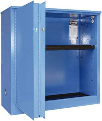 Securall Cabinets - 2 Door, 1 Shelf, Blue Steel Standard Safety Cabinet for Corrosive Chemicals - 44" High x 43" Wide x 18" Deep, Sliding Door, 3 Point Key Lock, 30 Gal Capacity - Caliber Tooling