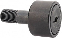 Accurate Bushing - 1-1/4" Roller Diam x 3/4" Width, 1/2" Stud Diam x 1-1/4" Length, Stud Cam Follower - Steel, 5/8" Thread Length, 1/2-20 Thread, 2" OAL, 4,470 Lb Dynamic Cap, 4,300 Lb Static Cap - Caliber Tooling