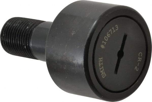 Accurate Bushing - 2" Roller Diam x 1-1/4" Width, 7/8" Stud Diam x 2" Length, Stud Cam Follower - Steel, 1" Thread Length, 7/8-14 Thread, 3-1/4" OAL, 10,370 Lb Dynamic Cap, 10,700 Lb Static Cap - Caliber Tooling