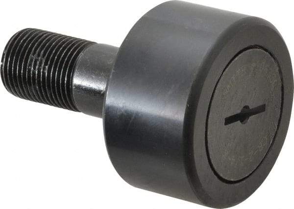 Accurate Bushing - 2-1/4" Roller Diam x 1-1/4" Width, 7/8" Stud Diam x 2" Length, Stud Cam Follower - Steel, 1" Thread Length, 7/8-14 Thread, 3-1/4" OAL, 10,370 Lb Dynamic Cap, 10,700 Lb Static Cap - Caliber Tooling