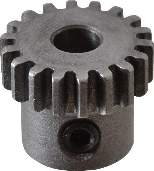 Boston Gear - 32 Pitch, 9/16" Pitch Diam, 18 Tooth Spur Gear - 0.188" Face Width, 3/16" Bore Diam, 0.45" Hub Diam, 14.5° Pressure Angle, Steel - Caliber Tooling