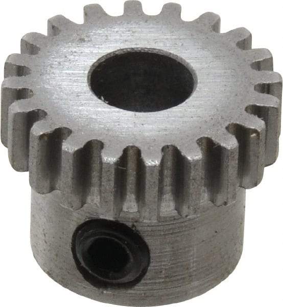 Boston Gear - 32 Pitch, 5/8" Pitch Diam, 20 Tooth Spur Gear - 0.188" Face Width, 1/4" Bore Diam, 0.52" Hub Diam, 14.5° Pressure Angle, Steel - Caliber Tooling