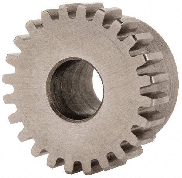 Boston Gear - 24 Pitch, 1" Pitch Diam, 24 Tooth Spur Gear - 1/4" Face Width, 3/8" Bore Diam, 0.87" Hub Diam, 14.5° Pressure Angle, Steel - Caliber Tooling