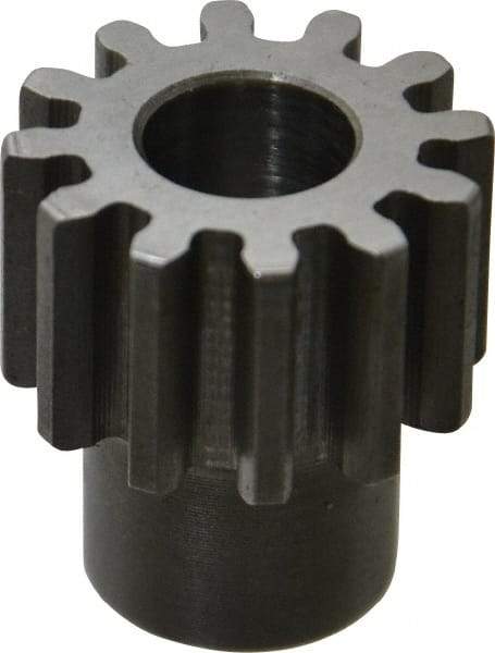 Boston Gear - 16 Pitch, 3/4" Pitch Diam, 12 Tooth Spur Gear - 1/2" Face Width, 3/8" Bore Diam, 0.56" Hub Diam, 14.5° Pressure Angle, Steel - Caliber Tooling