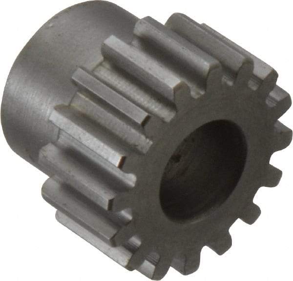 Boston Gear - 16 Pitch, 1" Pitch Diam, 16 Tooth Spur Gear - 1/2" Face Width, 1/2" Bore Diam, 0.81" Hub Diam, 14.5° Pressure Angle, Steel - Caliber Tooling