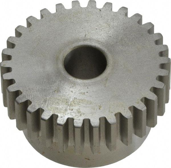 Boston Gear - 16 Pitch, 1-7/8" Pitch Diam, 30 Tooth Spur Gear - 1/2" Face Width, 1/2" Bore Diam, 1.58" Hub Diam, 14.5° Pressure Angle, Steel - Caliber Tooling