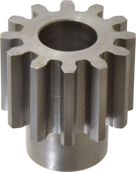 Boston Gear - 6 Pitch, 2" Pitch Diam, 12 Tooth Spur Gear - 1-1/2" Face Width, 1" Bore Diam, 1.46" Hub Diam, 14.5° Pressure Angle, Steel - Caliber Tooling