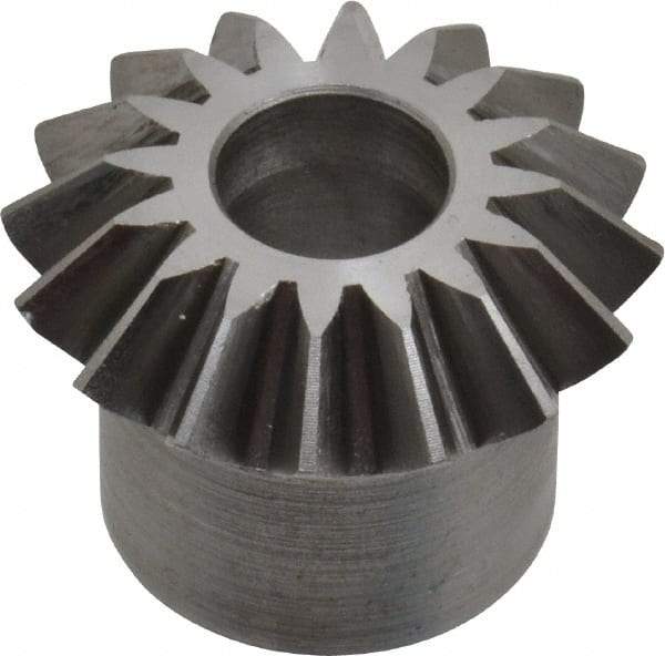 Boston Gear - 16 Pitch, 1" Pitch Diam, 16 Tooth Miter Gear - 0.23" Face Width, 3/8" Bore Diam, 3/4" Hub Diam, 20° Pressure Angle, Steel - Caliber Tooling