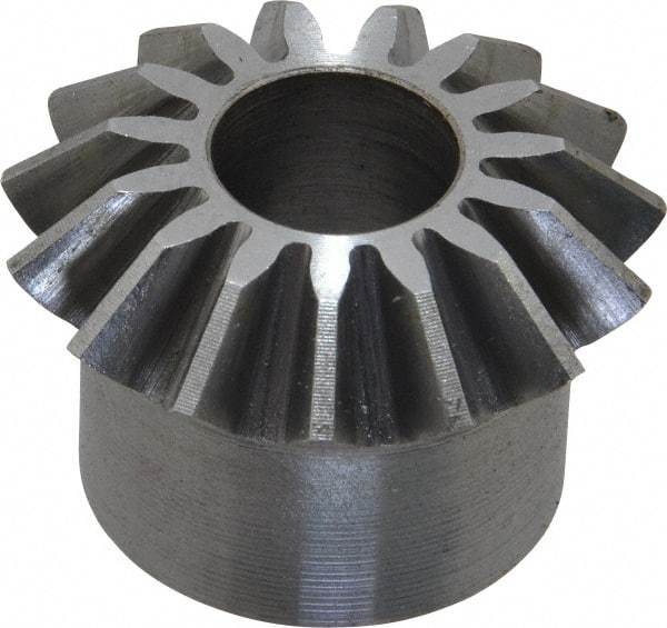 Boston Gear - 12 Pitch, 1-1/4" Pitch Diam, 15 Tooth Miter Gear - 0.29" Face Width, 1/2" Bore Diam, 1" Hub Diam, 20° Pressure Angle, Steel - Caliber Tooling