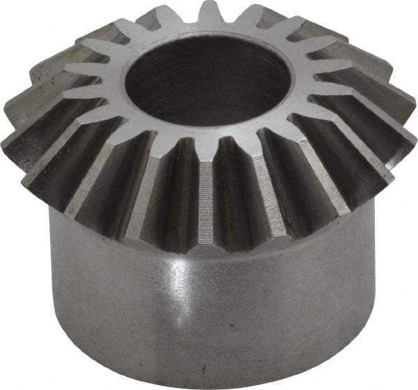 Boston Gear - 12 Pitch, 1-1/2" Pitch Diam, 18 Tooth Miter Gear - 0.33" Face Width, 5/8" Bore Diam, 1-1/4" Hub Diam, 20° Pressure Angle, Steel - Caliber Tooling