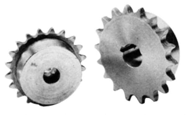 U.S. Tsubaki - 18 Teeth, 1" Chain Pitch, Chain Size 80, Finished Bore Sprocket - 5.759" Pitch Diam, 6.27" Outside Diam - Caliber Tooling