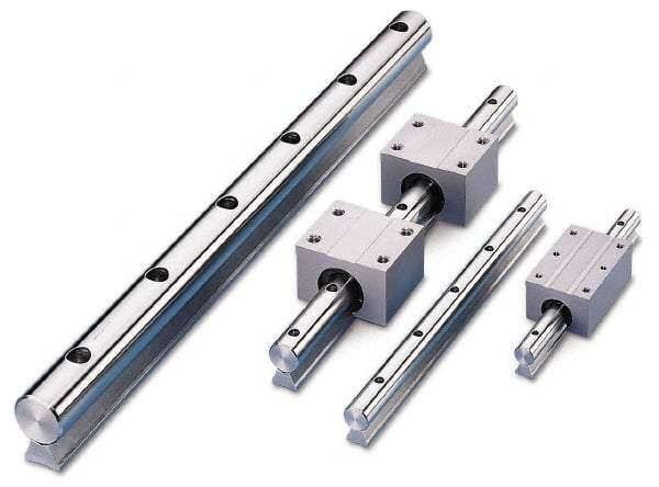 Thomson Industries - 1-1/2" Shaft Diam, 0.93" Base Width, Steel Shaft, Steel Rail, Round Shaft Assemblies - 3/8 Bolt, 24" Long - Caliber Tooling