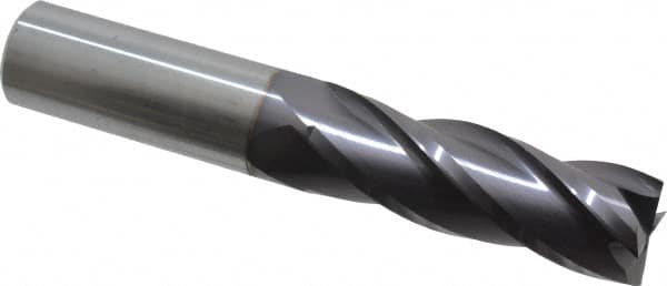 Niagara Cutter - 1", 3" LOC, 1" Shank Diam, 6" OAL, 4 Flute, Solid Carbide Square End Mill - Single End, TiAlN Finish, Spiral Flute, 30° Helix, Centercutting, Right Hand Cut, Right Hand Flute, Series C430 - Caliber Tooling