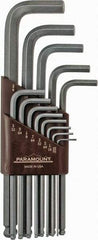 Paramount - 13 Piece L-Key Ball End Hex Key Set - Hex Range 0.05 to 3/8", 7-1/4" OAL, Steel - Caliber Tooling