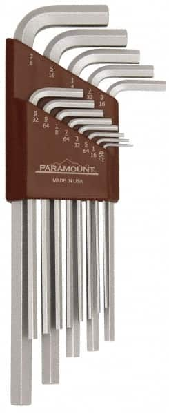 Paramount - 13 Piece L-Key Hex Key Set - Hex Range 0.05 to 3/8", 7-1/4" OAL, Steel - Caliber Tooling