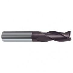 9.5mm Dia. x 72mm Overall Length 3-Flute Square End Solid Carbide SE End Mill-Round Shank-Center Cut-Firex - Caliber Tooling