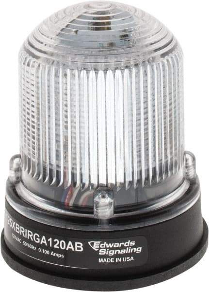 Edwards Signaling - 120 VAC, 4X NEMA Rated, LED, Amber, Green, Red, Multi Status Indicator - 65, 120, 240 Flashes per min, 3/4 Inch Pipe, 3-1/4 Inch Diameter, 3-7/8 Inch High, Panel Mount, Pipe Mount - Caliber Tooling