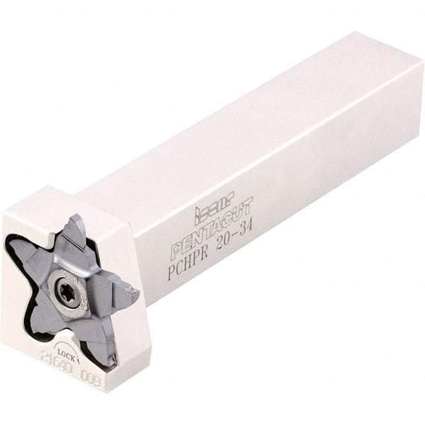 Iscar - External Thread, 0.256" Max Depth of Cut, 0.5mm Min Groove Width, 5-1/2" OAL, Right Hand Indexable Grooving Cutoff Toolholder - 1" Shank Height x 1" Shank Width, PENTA 24.. Insert Style, PCHP Toolholder Style, Series PentaCut - Caliber Tooling