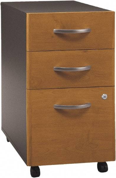 Bush Business Furniture - 15-3/4" Wide x 27.88" High x 20-1/4" Deep, 3 Drawer Pedestal - Laminate Over Wood, Natural Cherry & Graphite Gray - Caliber Tooling