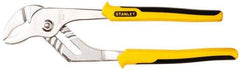 Stanley - 10-1/2" OAL, 1-1/4" Jaw Length, 7 Position Groove Joint Tongue & Groove Pliers - Serrated Curved Jaws, Curved Head, Dual Dipped Handles - Caliber Tooling