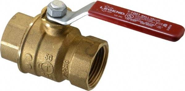 Legend Valve - 1" Pipe, Full Port, Brass Standard Ball Valve - Inline - One Way Flow, FNPT x FNPT Ends, Lever Handle, 600 WOG, 150 WSP - Caliber Tooling