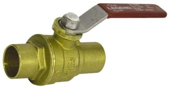 Legend Valve - 1-1/2" Pipe, Full Port, Lead Free Brass Standard Ball Valve - 2 Piece, FNPT x FNPT Ends, Lever Handle, 600 WOG, 150 WSP - Caliber Tooling