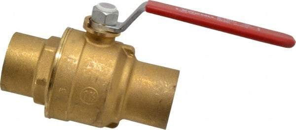 Legend Valve - 1-1/2" Pipe, Full Port, Brass Standard Ball Valve - Inline - One Way Flow, Soldered x Soldered Ends, Lever Handle, 600 WOG, 150 WSP - Caliber Tooling