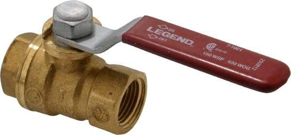 Legend Valve - 3/8" Pipe, Full Port, Brass Standard Ball Valve - Inline - One Way Flow, FNPT x FNPT Ends, Lever Handle, 600 WOG, 150 WSP - Caliber Tooling