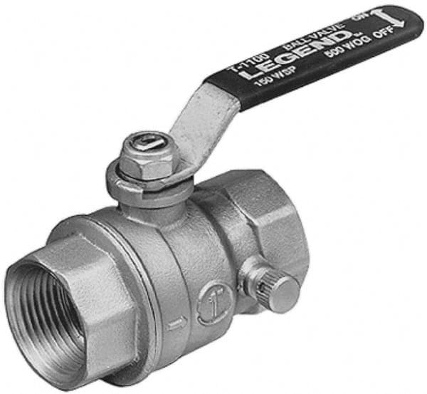 Legend Valve - 1" Pipe, Full Port, Brass Standard Ball Valve - Inline - One Way Flow, FNPT x FNPT Ends, Lever Handle, 500 WOG - Caliber Tooling