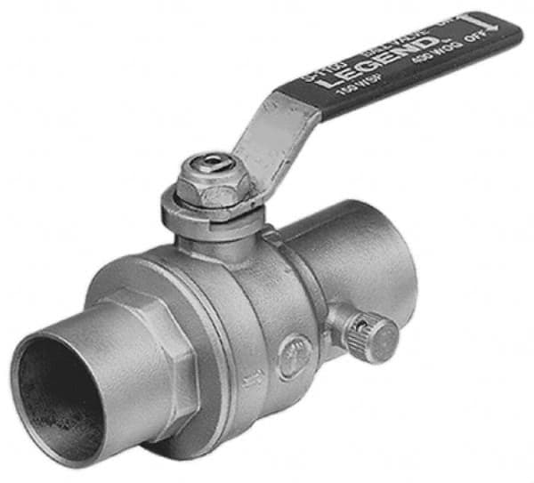 Legend Valve - 1" Pipe, Full Port, Brass Standard Ball Valve - Inline - One Way Flow, Soldered x Soldered Ends, Lever Handle, 500 WOG - Caliber Tooling