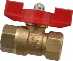 Midwest Control - 1/8" Pipe, Brass Miniature Ball Valve - Inline - One Way Flow, FNPT x FNPT Ends, Tee Handle, 600 WOG, 150 WSP - Caliber Tooling