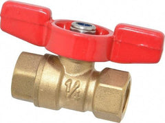 Midwest Control - 1/4" Pipe, Brass Miniature Ball Valve - Inline - One Way Flow, FNPT x FNPT Ends, Tee Handle, 600 WOG, 150 WSP - Caliber Tooling